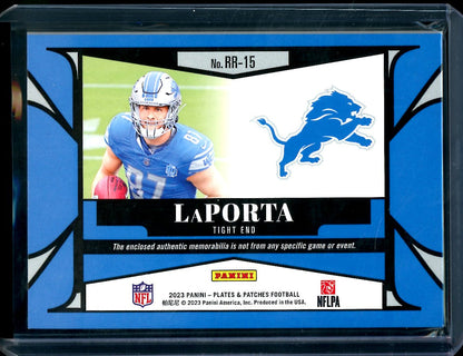 2023 Panini Plates & Patches Sam LaPorta Rookie Reflections Patch /25 Lions