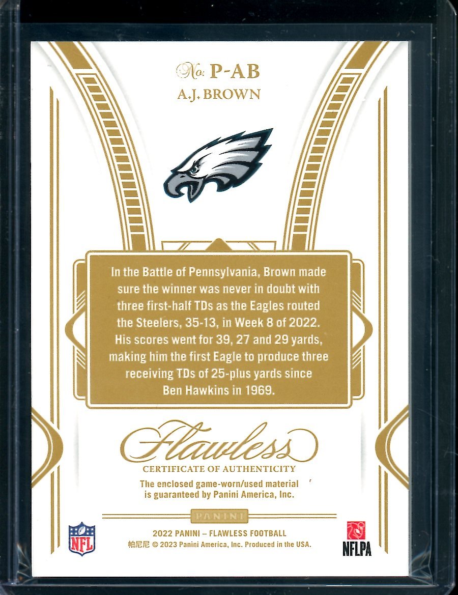 2022 Panini Flawless A.J. Brown Patch /18 Eagles