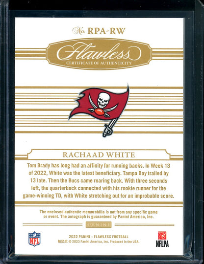 2022 Panini Flawless Rachaad White Rookie RPA /20 Buccaneers