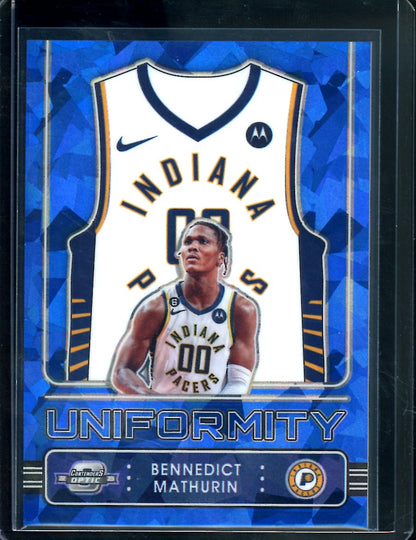 2022-23 Panini Contenders Optic Bennedict Mathurin Rookie Uniformity Blue Ice /75 Pacers