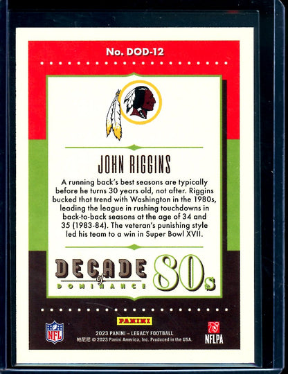 2023 Panini Legacy John Riggins Decade of Dominance Purple /10 Redskins