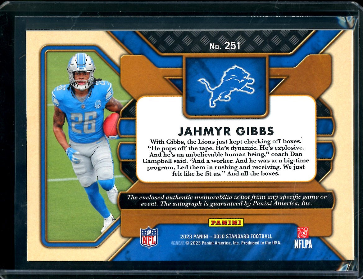 2023 Panini Gold Standard Jahmyr Gibbs Rookie RPA /149 Lions