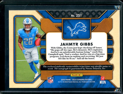 2023 Panini Gold Standard Jahmyr Gibbs Rookie RPA /149 Lions