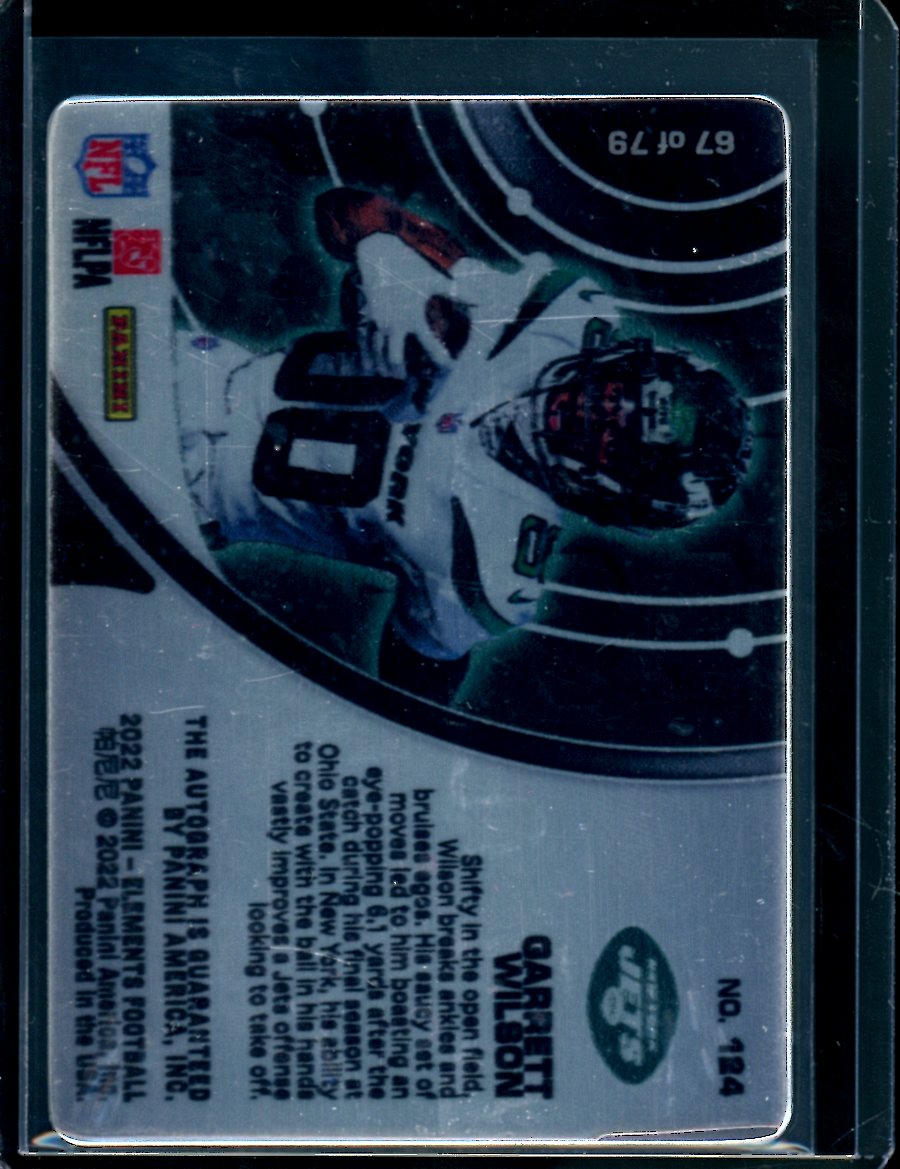 2022 Panini Elements Garrett Wilson Rookie Steel Signatures Auto /79 Jets