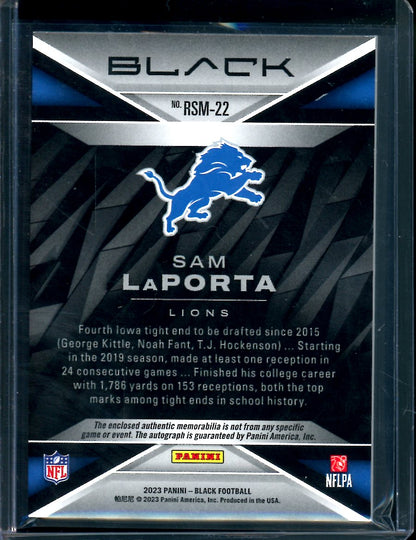 2023 Panini Black Sam LaPorta Rookie RPA /75 Lions