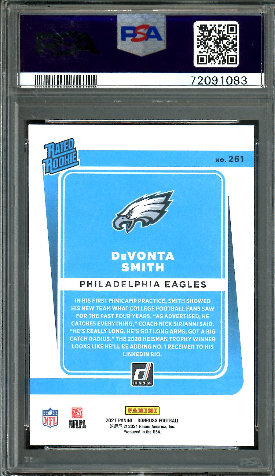 2021 Panini Donruss DeVonta Smith Rookie Gold Press Proof PSA 10 Eagles