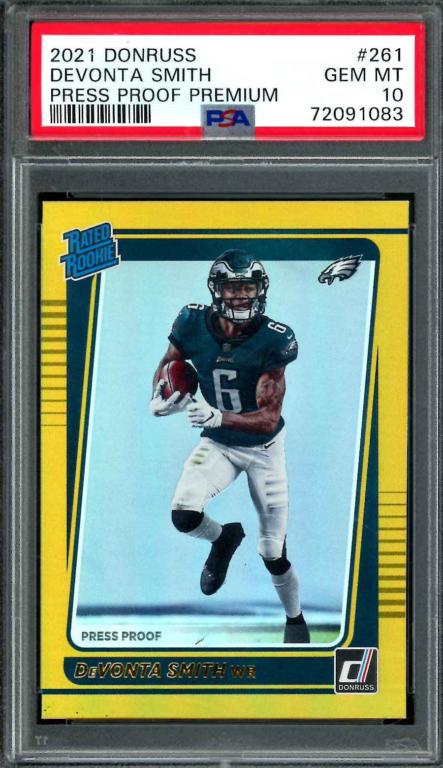 2021 Panini Donruss DeVonta Smith Rookie Gold Press Proof PSA 10 Eagles