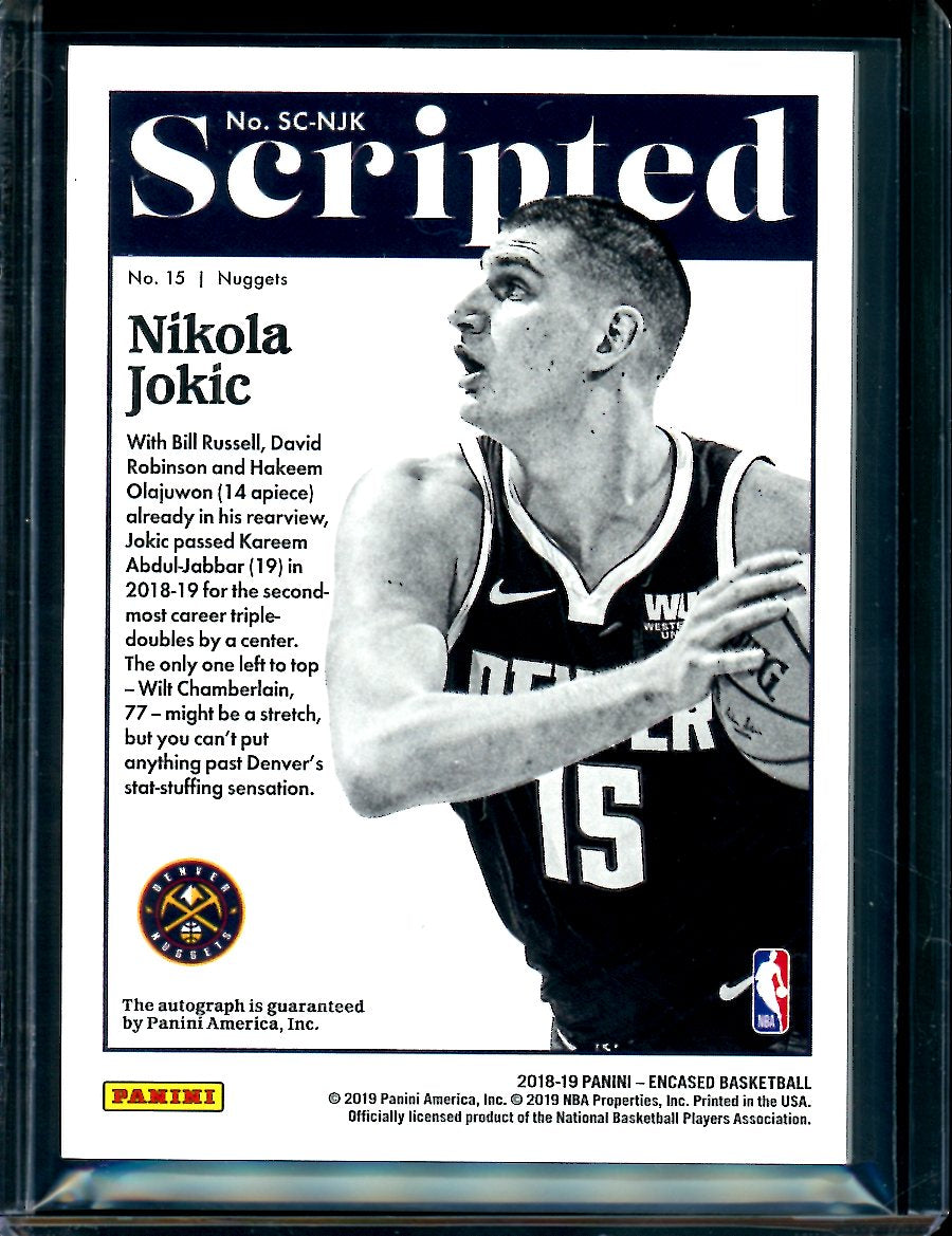 2018-19 Panini Encased Nikola Jokic Scripted Signatures Auto /15 Nuggets