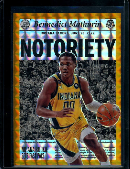 2022-23 Panini Mosaic Bennedict Mathurin Rookie Notoriety Gold /10 Pacers