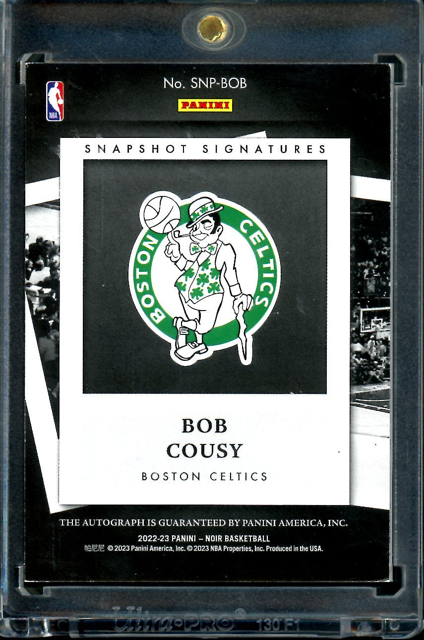 2022-23 Panini Noir Bob Cousy Snapshot Signatures Holo Silver /25 Celtics