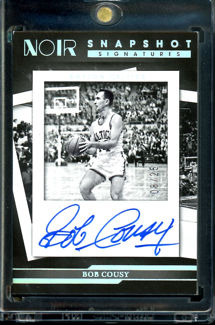 2022-23 Panini Noir Bob Cousy Snapshot Signatures Holo Silver /25 Celtics