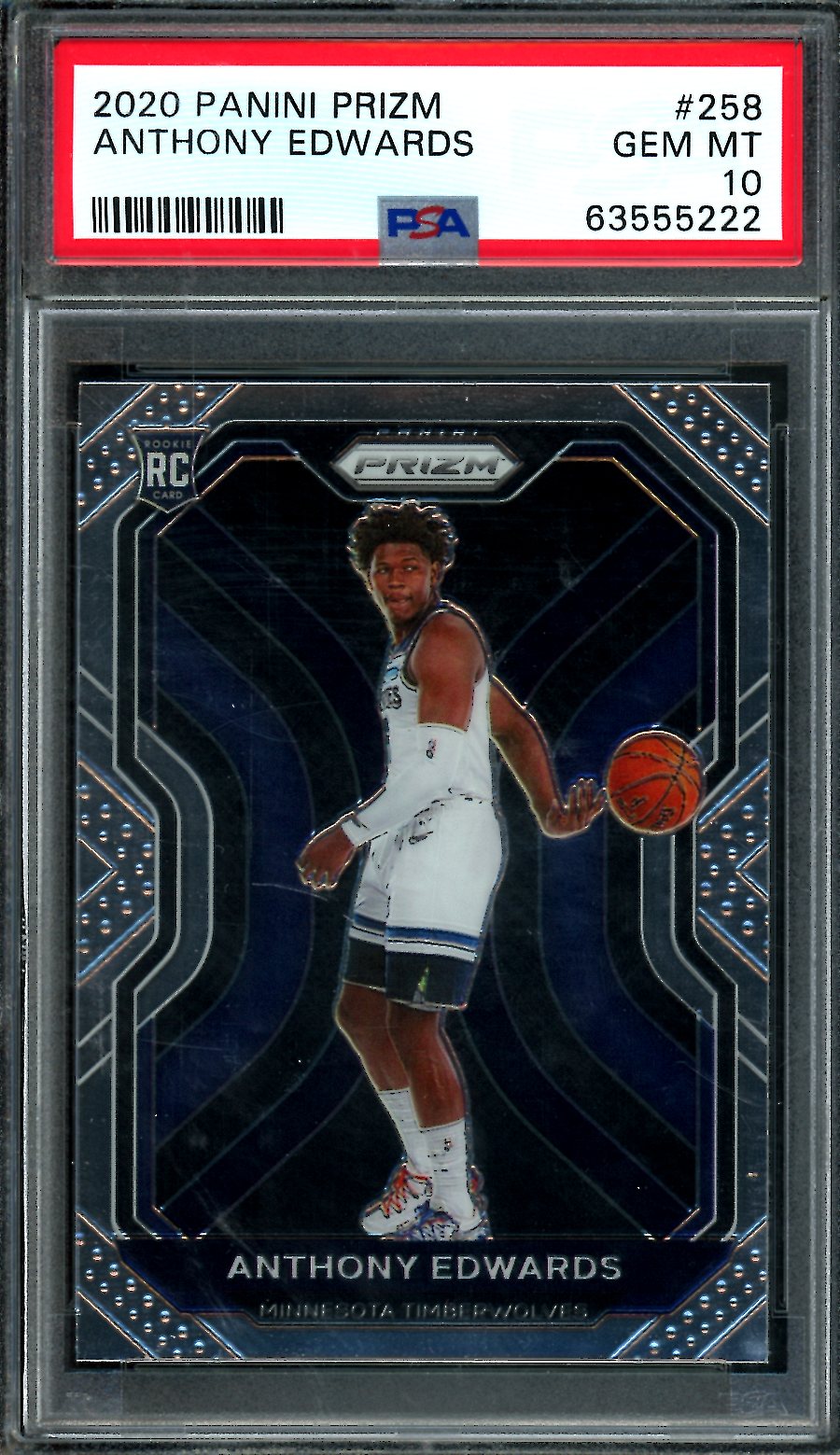 2020-21 Panini Prizm Anthony Edwards Rookie PSA 10 Timberwolves