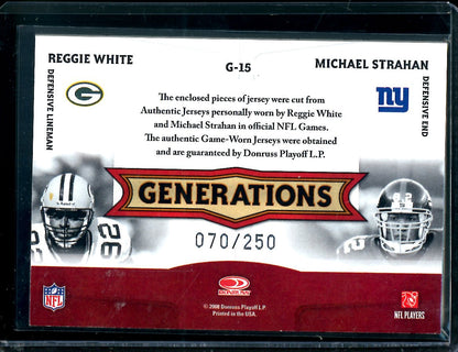 2008 Panini Threads Reggie White/Michael Strahan Generations Dual Patch Game Worn /250