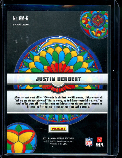 2021 Panini Mosaic Justin Herbert Stained Glass SSP Chargers