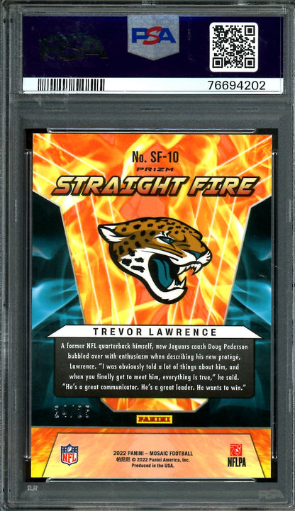 2022 Panini Mosaic Trevor Lawrence Straight Fire White Mosaic /25 PSA 9 Jaguars