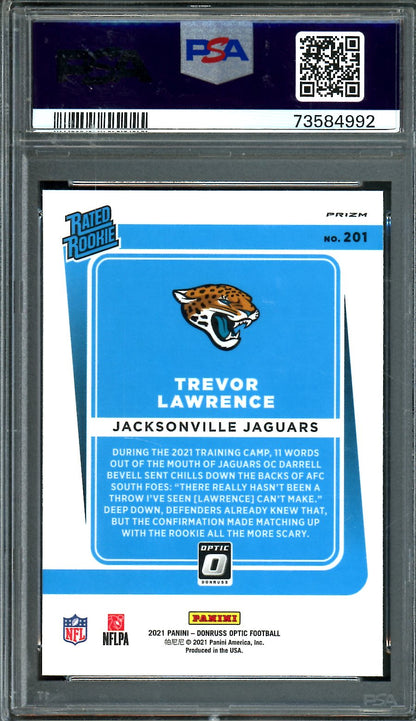 2021 Panini Optic Trevor Lawrence Rookie Purple Shock PSA 9 Jaguars