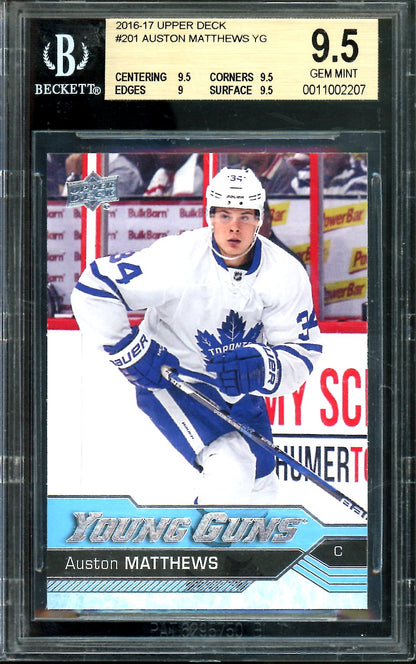 2016/17 Upper Deck Upper Deck Auston Matthews Rookie Young Guns BGS 9.5 Maple Leafs 