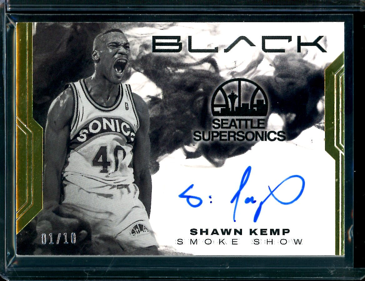 2022/23 Panini Black Shawn Kemp Smoke Show Gold Autograph /10 Sonics 