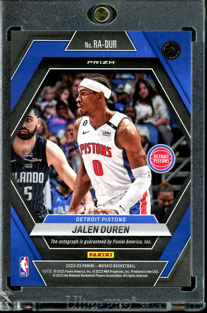 2022/23 Panini Mosaic Jalen Duren Rookie Autograph Black Gold /8 Pistons