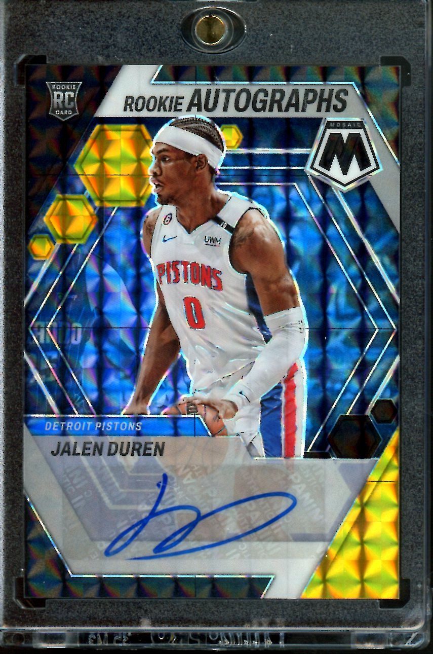 2022/23 Panini Mosaic Jalen Duren Rookie Autograph Black Gold /8 Pistons 