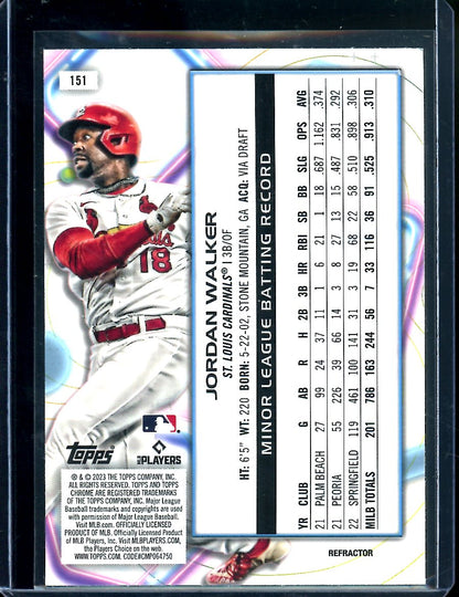 2023 Topps Cosmic Chrome Jordan Walker Rookie Refractor Cardinals