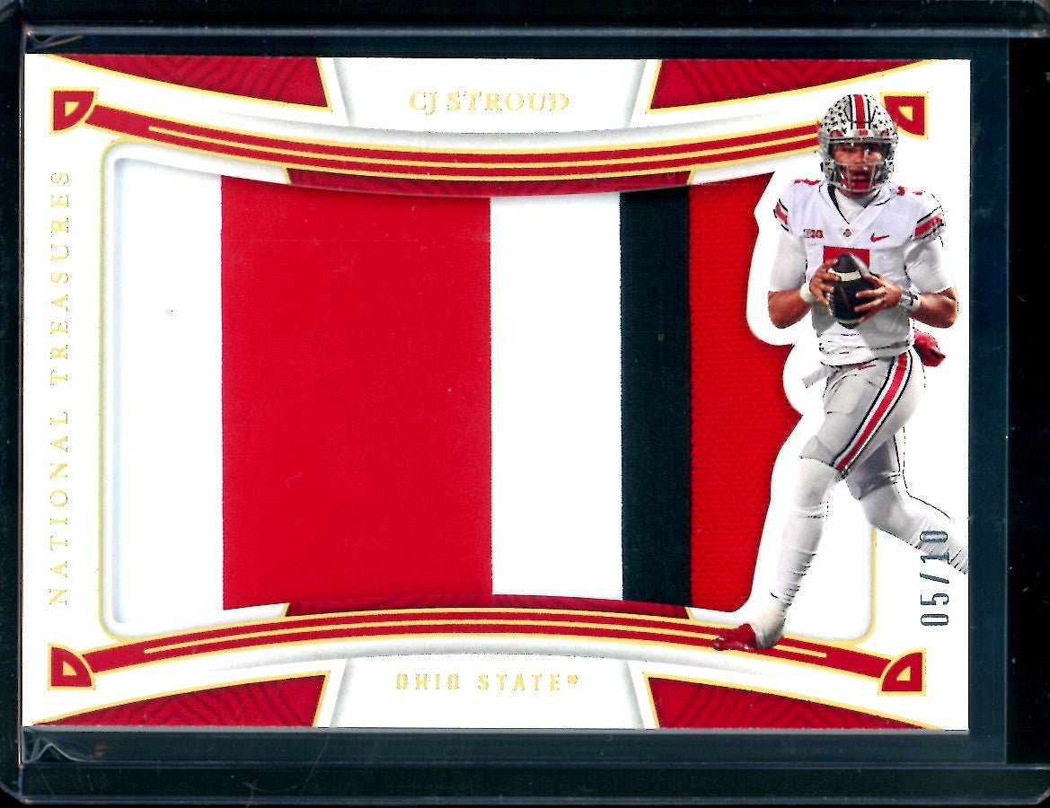 2023 Panini National Treasures Collegiate CJ Stroud Rookie Jumbo Patch Gold /10 Ohio State - Trading Card Market