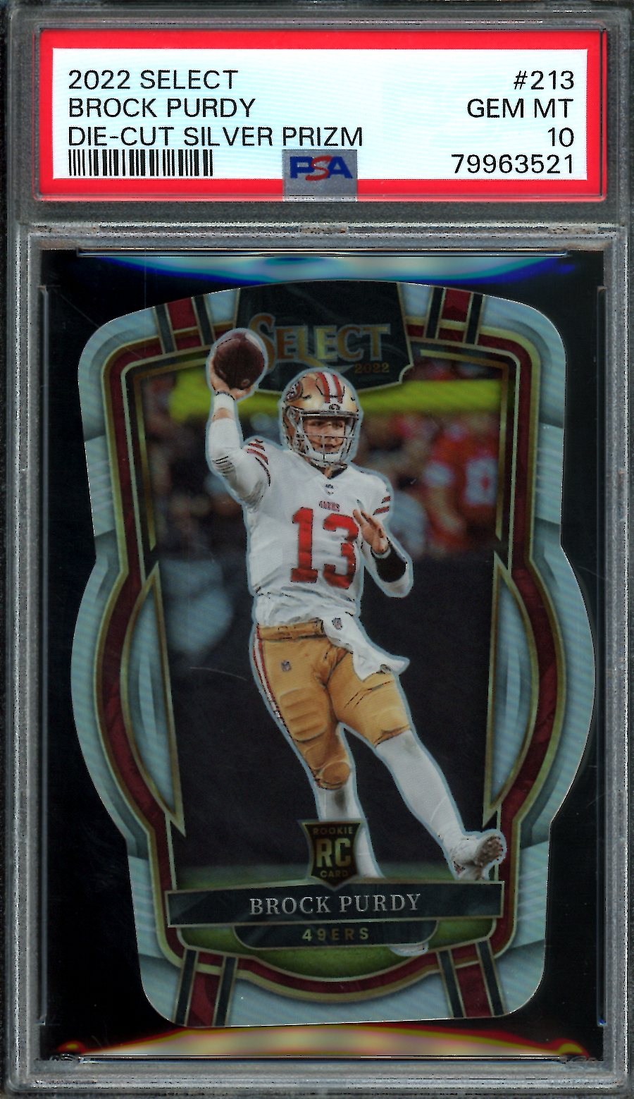 2022 Panini Select Brock Purdy Rookie Silver Die-Cut PSA 10 49ers