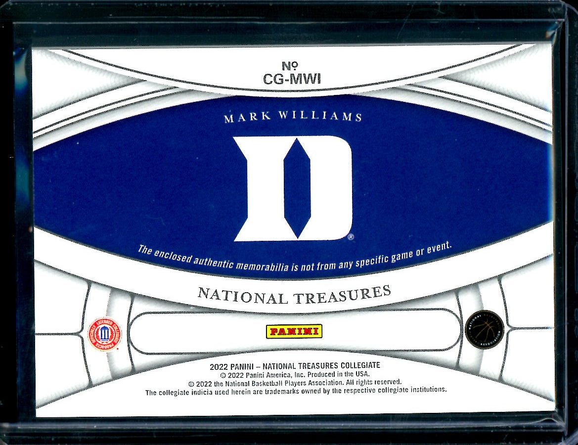 2022 Panini National Treasures Collegiate Mark Williams College Gear Patch /5 Duke