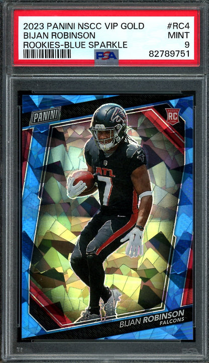 2023 Panini National VIP Bijan Robinson Rookie Blue Sparkle /149 PSA 9 Falcons - Trading Card Market