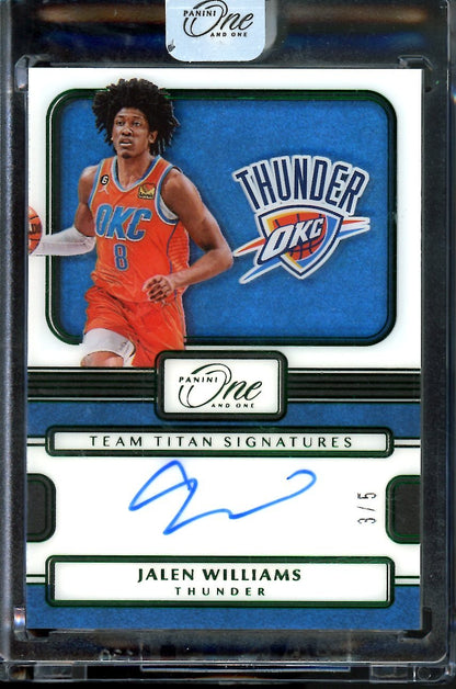 2022/23 Panini One & One Jalen Williams Rookie Team Titan Auto Green /5 Thunder - Trading Card Market