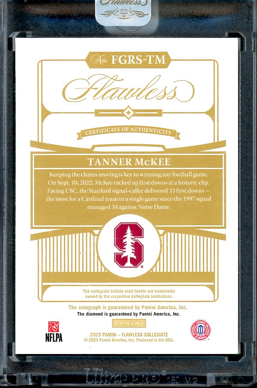 2023 Panini Flawless Collegiate Tanner McKee Rookie Diamond Auto /25 Stanford - Trading Card Market