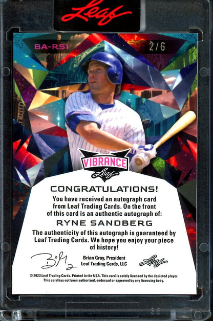 2023 Leaf Vibrance Ryne Sandberg Auto Orange /6 Cubs - Trading Card Market