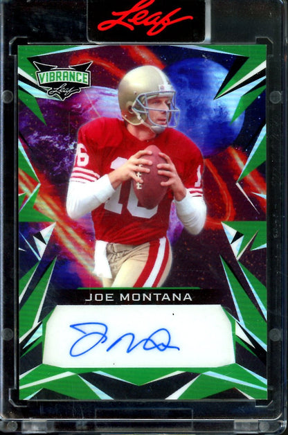 2023 Leaf Vibrance Joe Montana Auto Green /25 49ers - Trading Card Market