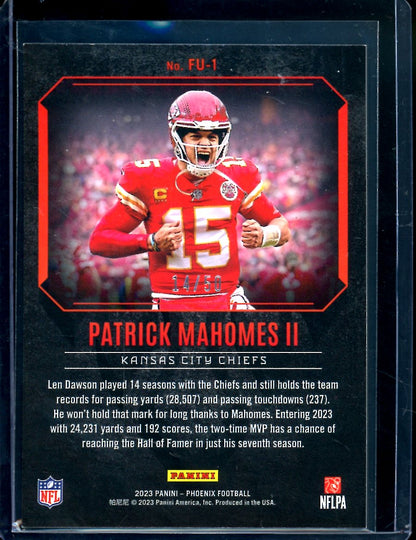 2023 Panini Phoenix Patrick Mahomes Fired Up Gold /50 Chiefs