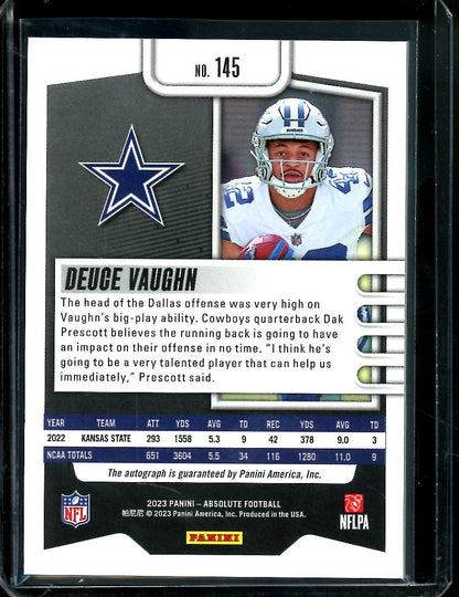 2023 Panini Absolute Deuce Vaughn Rookie Auto Green /25 Cowboys - Trading Card Market