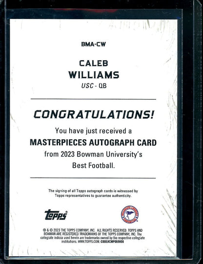 2023 Bowman's Best Caleb Williams Masterpieces Auto /75 USC - Trading Card Market