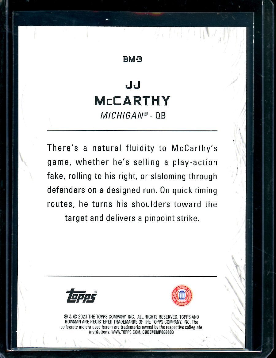 2023 Bowman's Best JJ McCarthy Masterpieces Orange /25 Michigan - Trading Card Market
