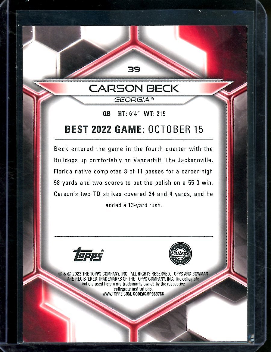 2023 Bowman's Best Carson Beck Orange /25 Georgia - Trading Card Market