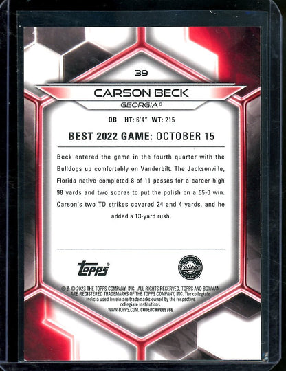 2023 Bowman's Best Carson Beck Orange /25 Georgia - Trading Card Market