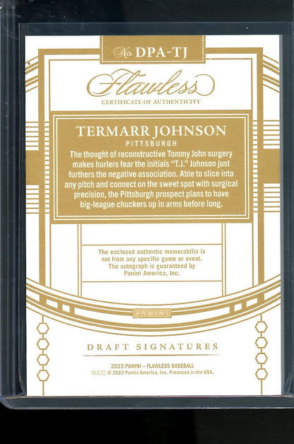 2023 Panini Flawless Termarr Johnson Patch Auto Gold /10 Pirates - Trading Card Market