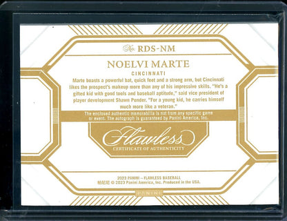 2023 Panini Flawless Noelvi Marte Patch Auto /25 Reds - Trading Card Market