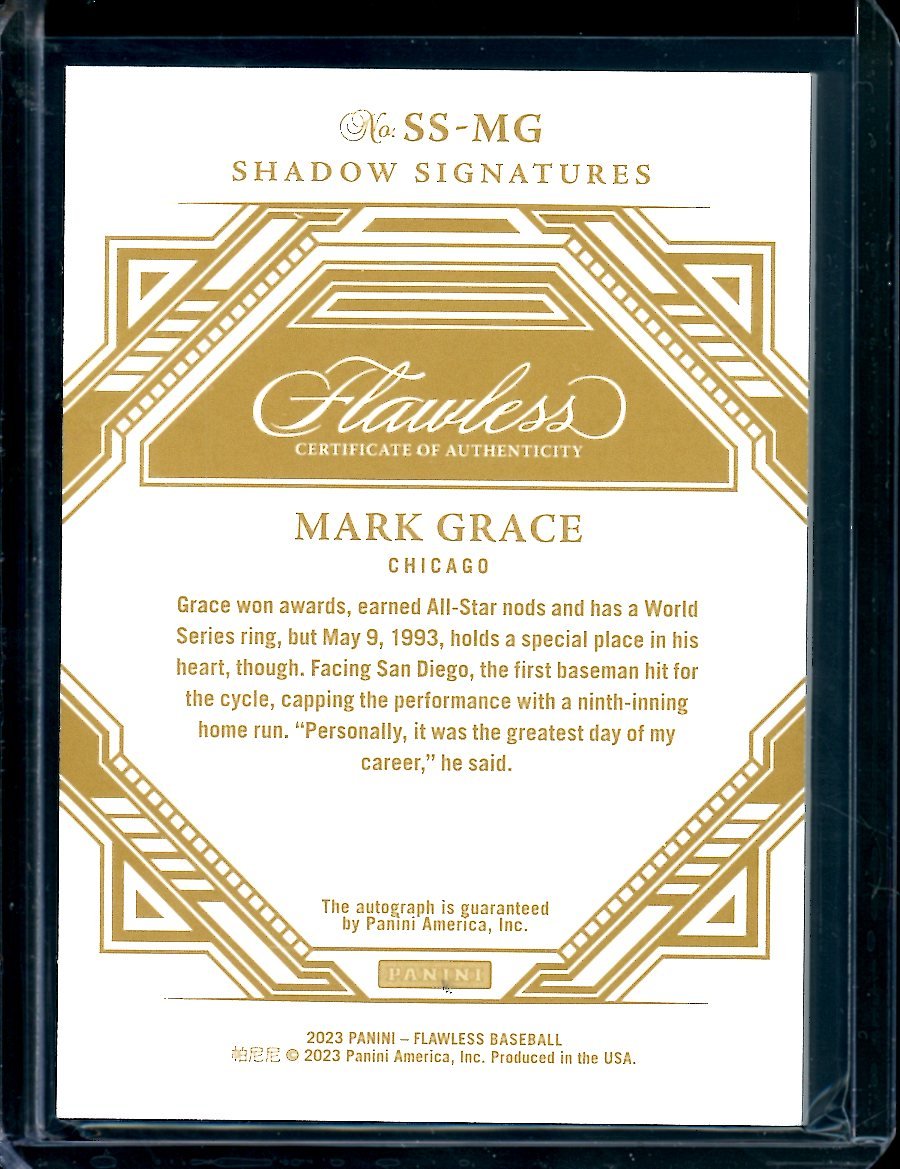 2023 Panini Flawless Mark Grace Auto /25 Cubs - Trading Card Market