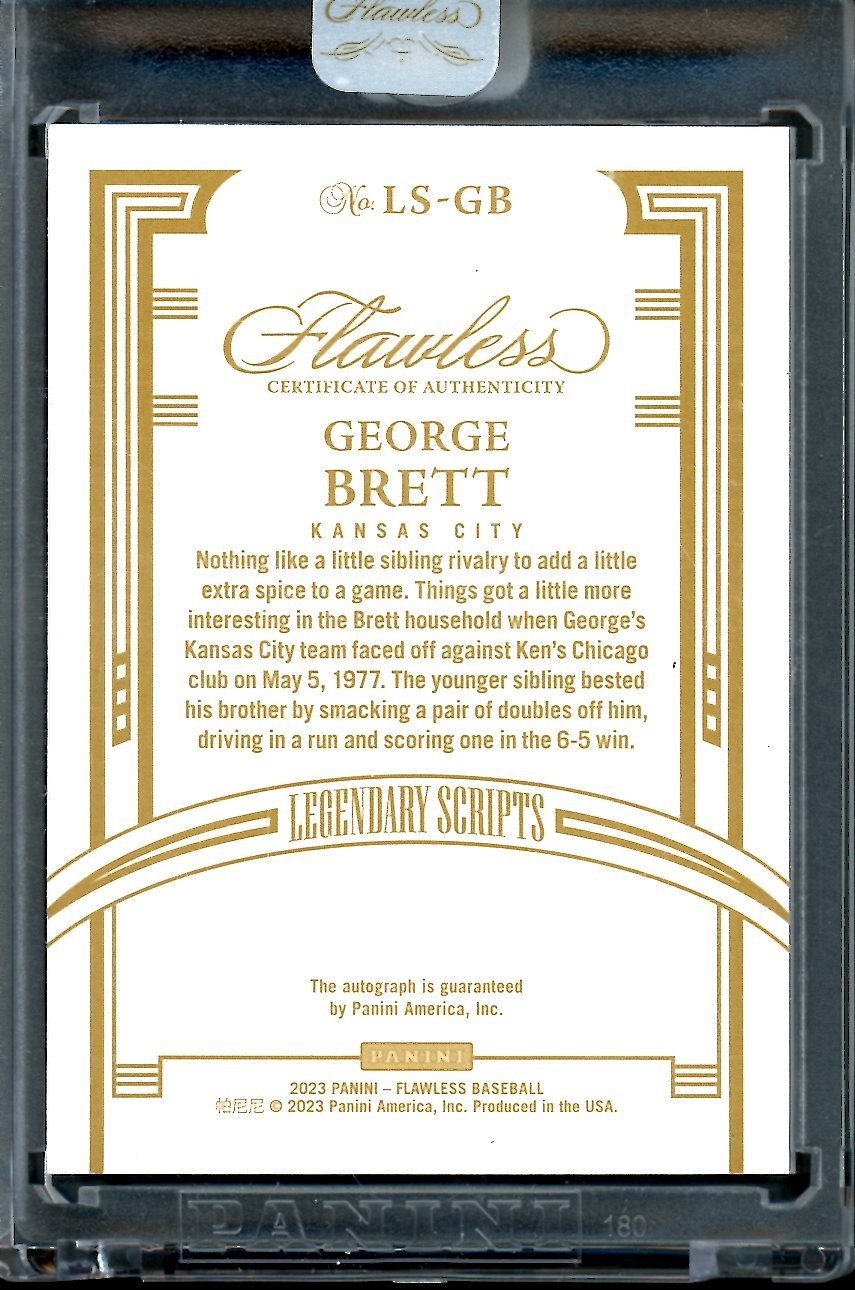 2023 Panini Flawless George Brett Legendary Scripts Auto Gold /10 Royals - Trading Card Market