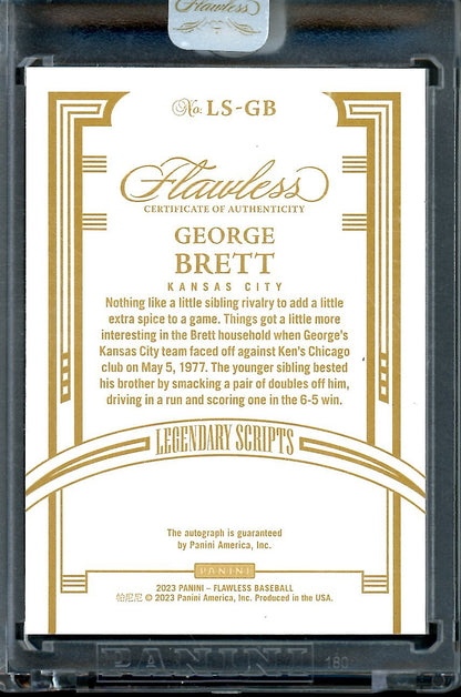 2023 Panini Flawless George Brett Legendary Scripts Auto Gold /10 Royals - Trading Card Market