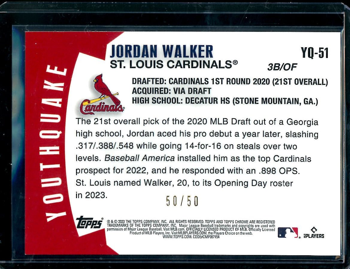 2023 Topps Chrome Jordan Walker Rookie Youthquake Gold /50 Cardinals - Trading Card Market