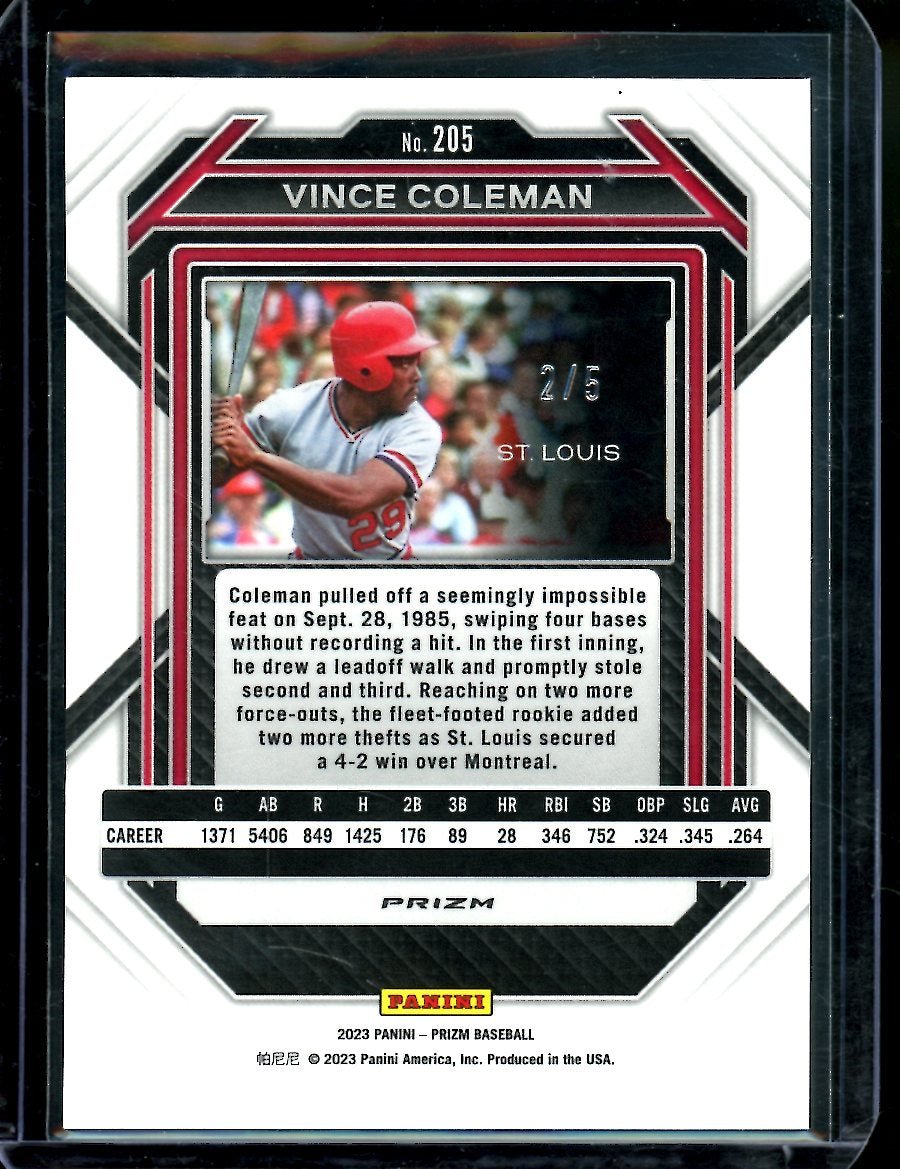 2023 Panini Prizm Vince Coleman Black Gold /5 Cardinals - Trading Card Market