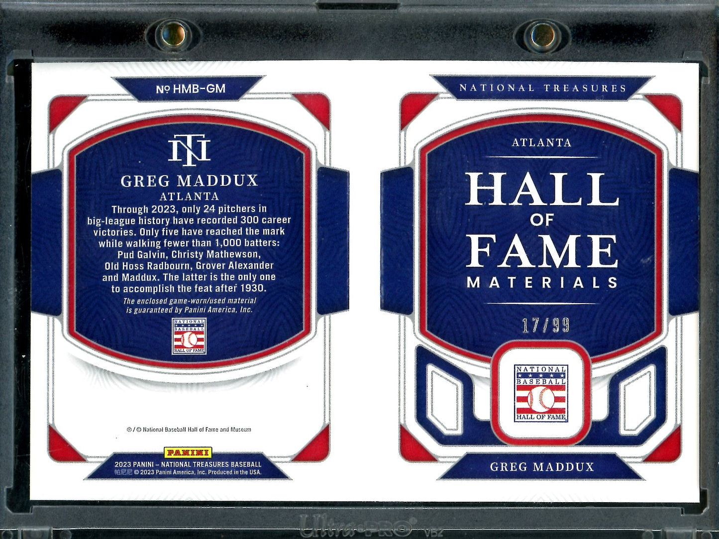 2023 Panini National Treasures Greg Maddux Hall of Fame Materials Booklet /99 Braves