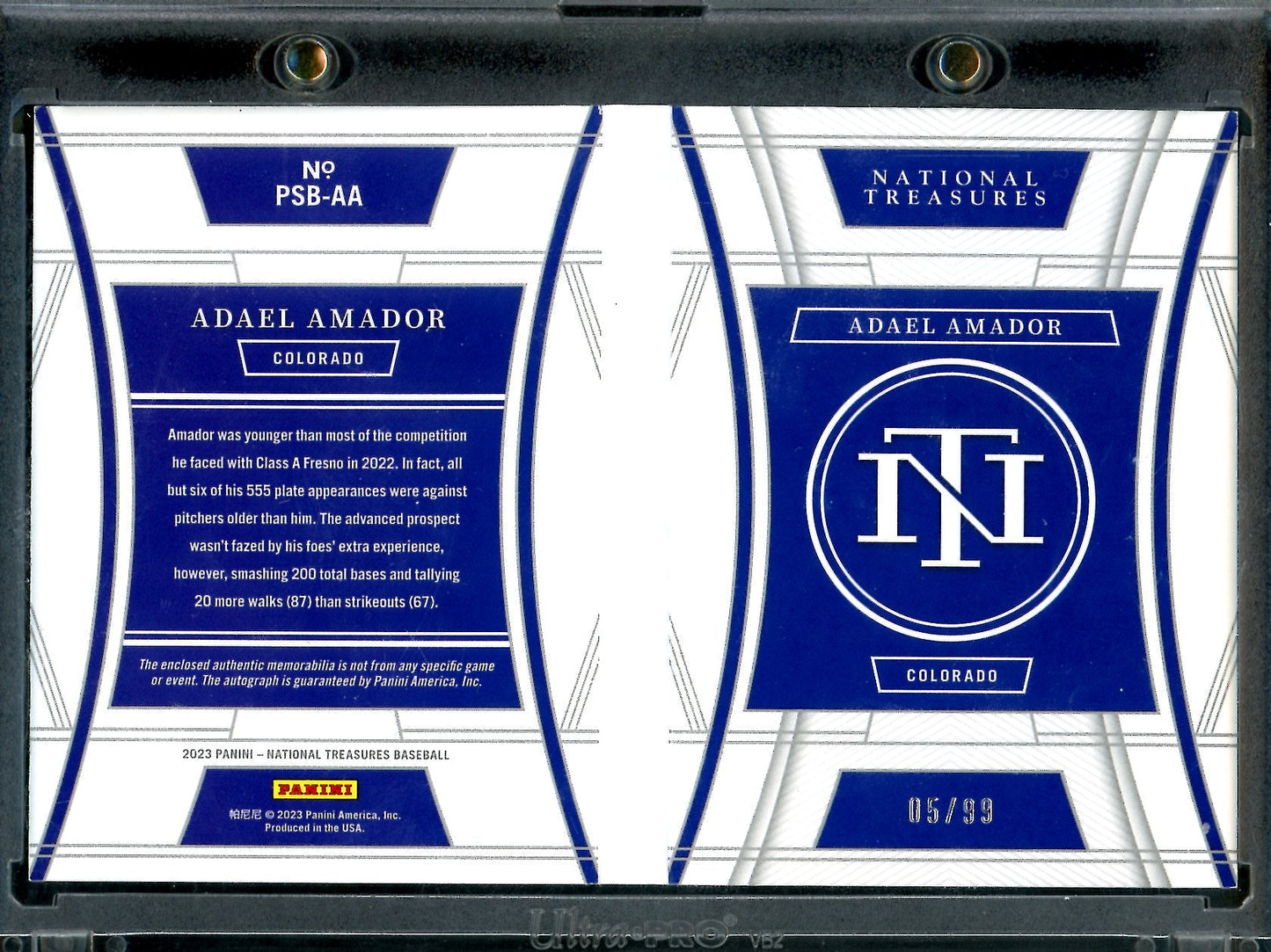 2023 Panini National Treasures Adael Amador Rookie Patch Booklet /99 Rockies