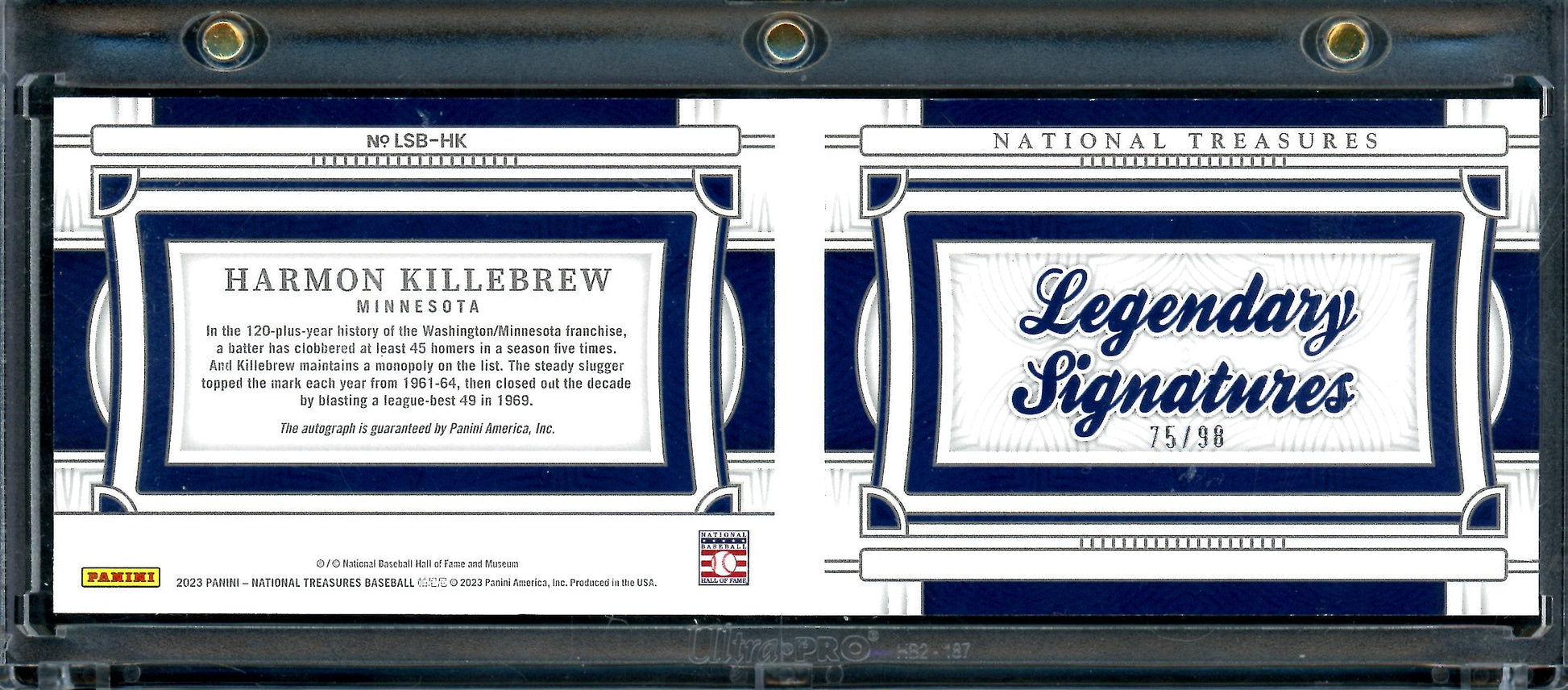 2023 Panini National Treasures Harmon Killebrew Legendary Signatures Booklet /99 Twins - Trading Card Market