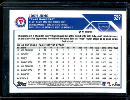 2023 Topps Chrome Sapphire Josh Jung Rookie Rangers - Trading Card Market